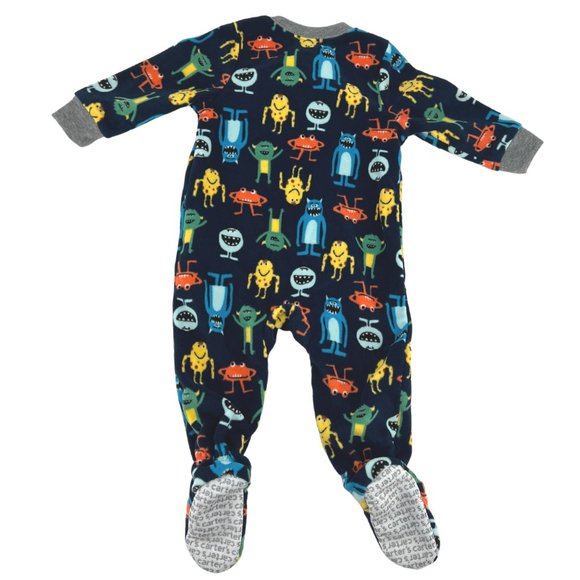 Carter's Boy's Zip Up Pyjama | Blue | Monster Theme | Size 9M - Picture 2 of 2